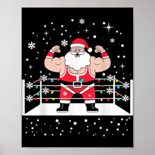 Affiche Père Noël de lutte drôle Noël Lumières de Noël Lut