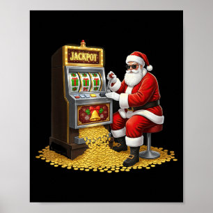 Affiche Père Noël de machine à sous drôle graphisme de cas