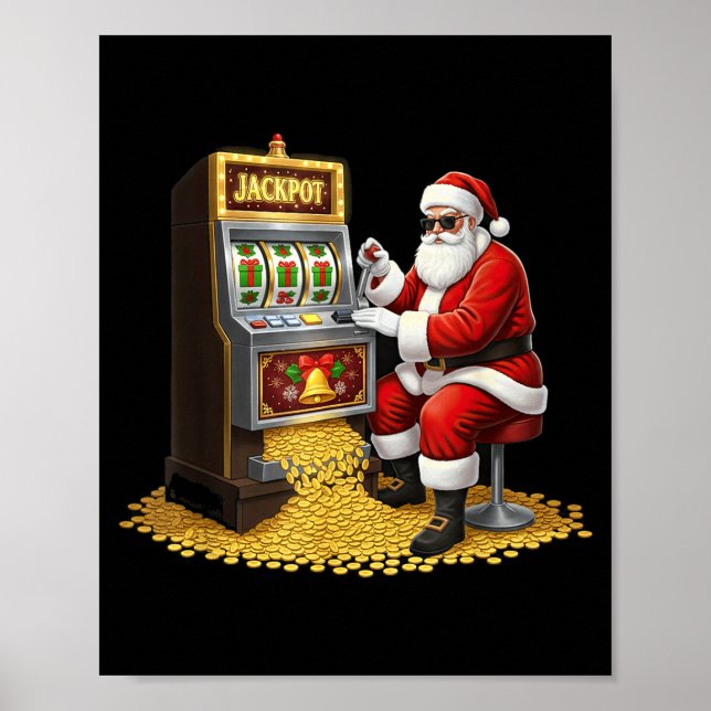 Affiche Père Noël de machine à sous drôle graphisme de cas (Devant)