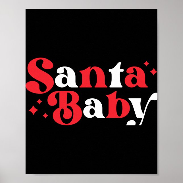 Affiche Père Noël de Noël Bébé Mignon Moderne Script Tygra (Devant)