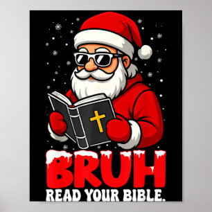 Affiche Père Noël de Noël chrétien Frère lis ta Bible Rel