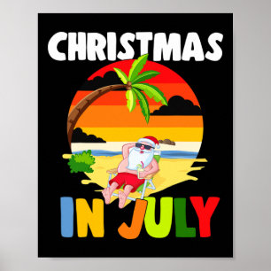 Affiche Père Noël de Noël en juillet Lunettes de soleil Cé
