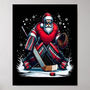 Affiche Père Noël de Noël Gardien de but de hockey Sweat d