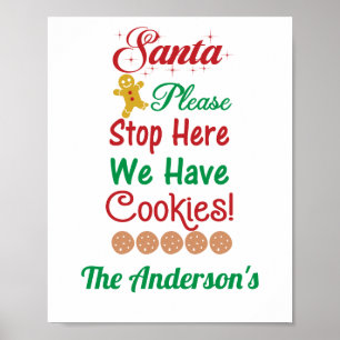Affiche Père Noël de Noël Nous avons des biscuits Rouge Ve