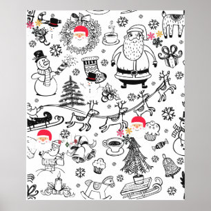 Affiche Père Noël de Noël rétro