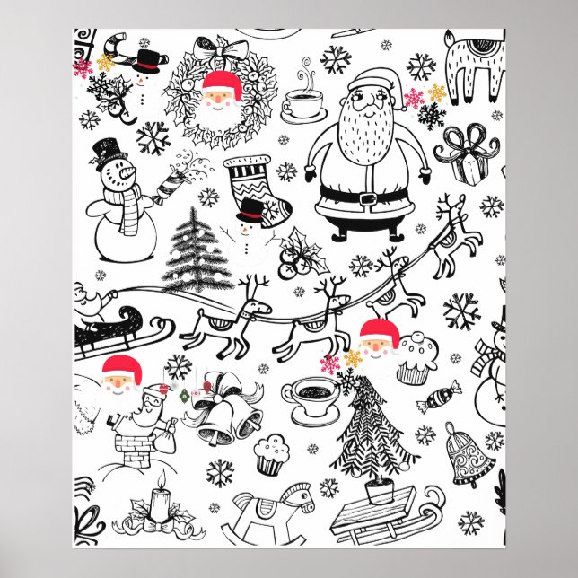 Affiche Père Noël de Noël rétro (Devant)