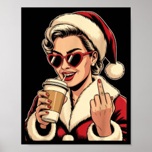 Affiche Père Noël de Noël Vintage Chaussettes Simples Cœur