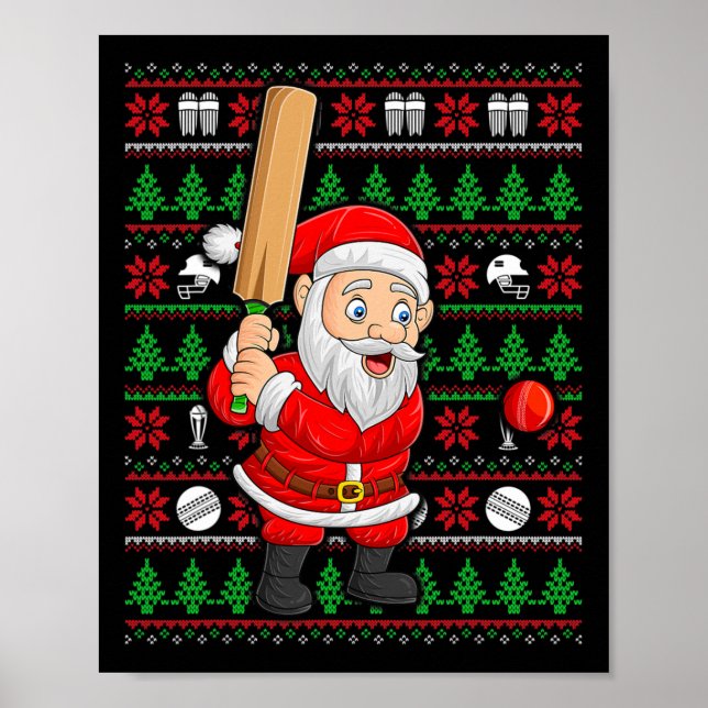 Affiche Père Noël de style pull moche de Noël jouant au cr (Devant)