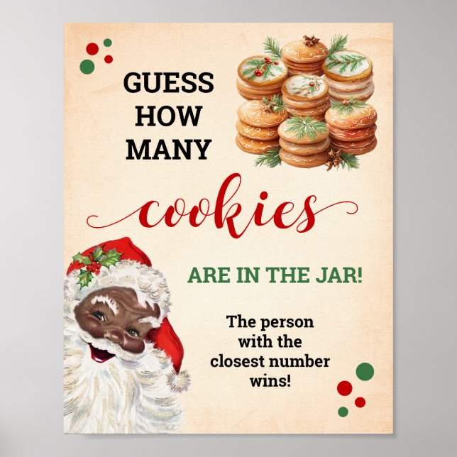 Affiche Père Noël Devine Combien de cookies Jeu Signal de  (Devant)