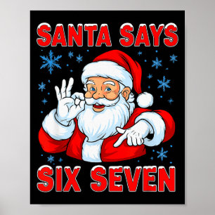 Affiche Père Noël dit six sept drôle de blague de Noël de 