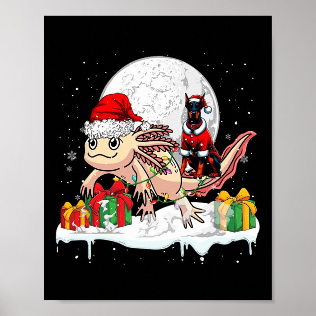 Affiche Père Noël Dobermann équitation Axolotl Propriétair (Devant)