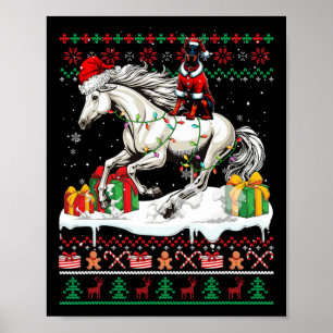 Affiche Père Noël Dobermann équitation Cheval Noël Sweat L