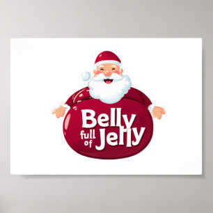 Affiche Père Noël drôle au ventre plein de gelée – Noël mi