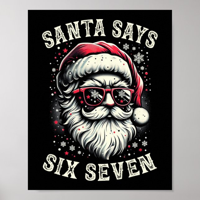 Affiche Père Noël drôle de Noël Six Sept 6-7 Meme Brain Ro (Devant)