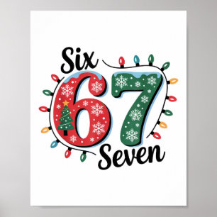 Affiche Père Noël drôle dit six sept Noël 67 Meme Xmas