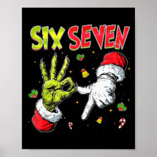 Affiche Père Noël drôle dit six sept Noël 67 Meme Xmas