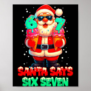 Affiche Père Noël drôle dit six sept Noël 67 Meme Xmas
