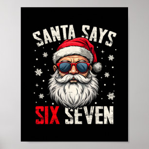 Affiche Père Noël drôle dit six sept Noël 67 Meme Xmas 