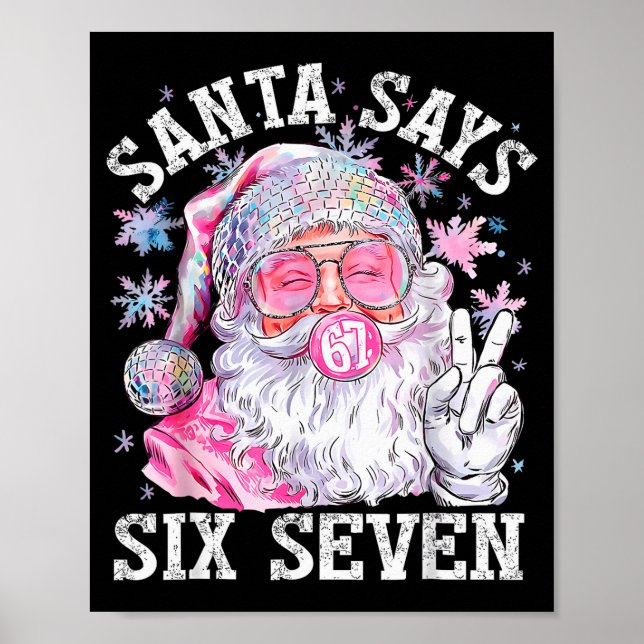 Affiche Père Noël drôle dit six sept Noël 67 Meme Xmas  (Devant)