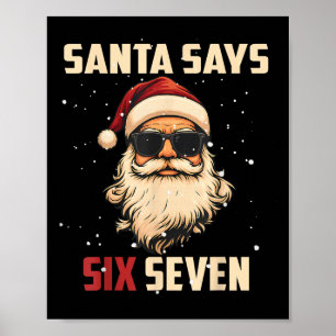 Affiche Père Noël drôle dit six sept Noël 67 Meme Xmas