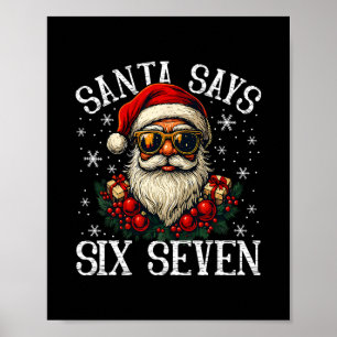 Affiche Père Noël drôle dit six sept Noël 67 Meme Xmas 