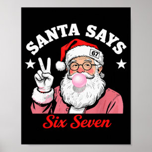 Affiche Père Noël drôle dit six sept Noël 67 Meme Xmas