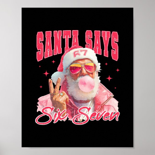 Affiche Père Noël drôle dit six sept Noël 67 Meme Xmas (Devant)