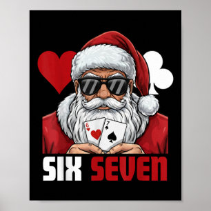 Affiche Père Noël drôle dit six sept Poker Noël 67 Meme