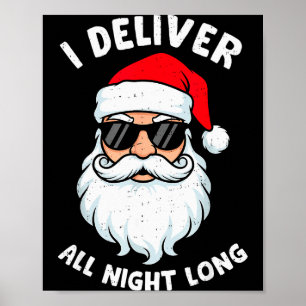Affiche Père Noël drôle Je livre toute la nuit Noël