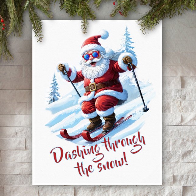 Affiche Père Noël drôle se précipitant à travers le mur de (Créateur téléchargé)