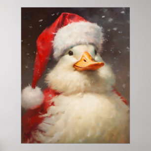 Affiche Père Noël Duck Portrait Vintage Animaux Victoriens