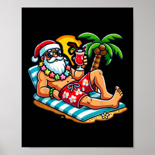 Affiche Père Noël en maillot de bain Noël en juillet à la
