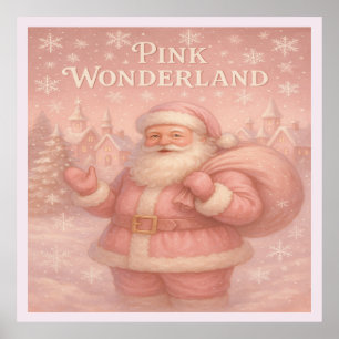 Affiche Père Noël Enchanté Rose Merveilleux