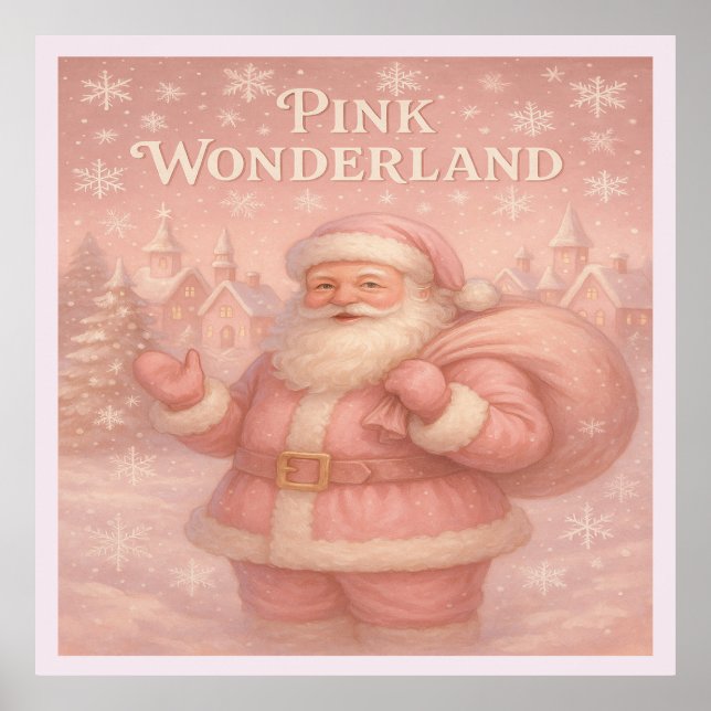Affiche Père Noël Enchanté Rose Merveilleux (Devant)