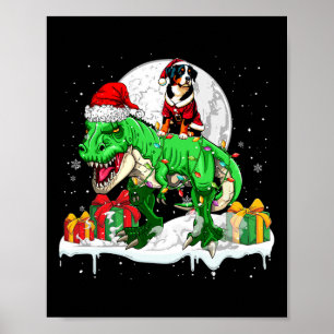 Affiche Père Noël Entlebucher Mountain Riding T-rex Noël