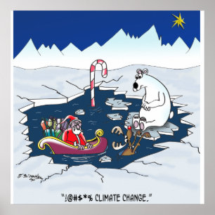 Affiche Père Noël et changement climatique