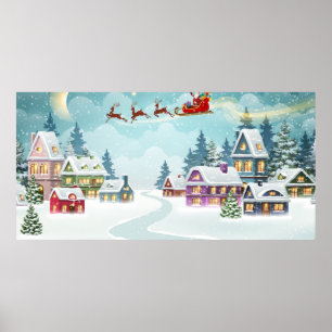 Affiche père Noël et Reindeer sur l'Arrière - plan de N
