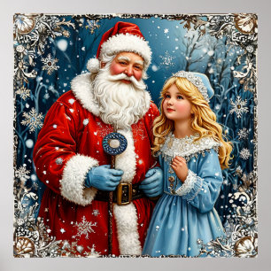 Affiche Père Noël et Snow Mainen dans un pays des merveill