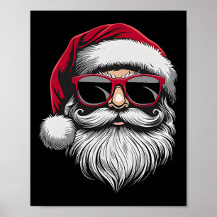 Affiche Père Noël Face Sungles Rétro Chemises De Noël Pour