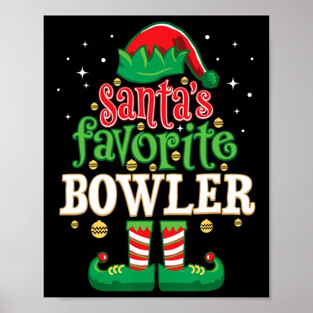 Affiche Père Noël Favori Bowler Noël Matching Bowling (Devant)