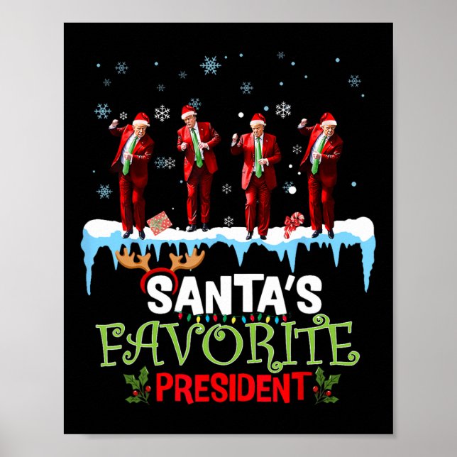 Affiche Père Noël Favori Président Père Noël Trump Danser  (Devant)