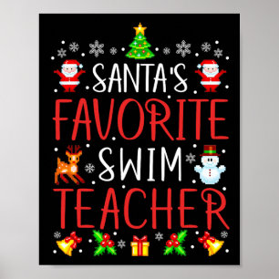 Affiche Père Noël Favoris de natation enseignant Jumelage