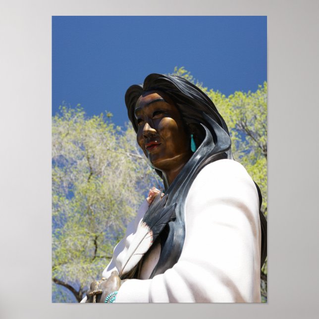 Affiche Père Noël Fe New Mexico Statue amérindienne (Devant)