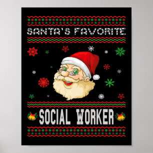Affiche Père Noël fête de Noël préférée des travailleurs s