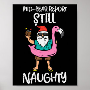 Affiche Père Noël Flamingo Floatie Toujours Naughty Funny 
