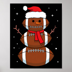 Affiche Père Noël Football Snowman Sports Ball Hommes garç