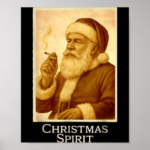 Affiche Père Noël fumant drôle vintage T-shirt de Noël