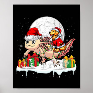 Affiche Père Noël Golden Retriever équitation Axolotl Chri