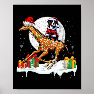 Affiche Père Noël Grande Suisse équitation Giraffe Christ