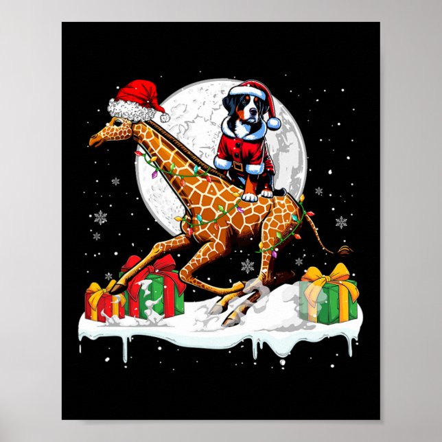 Affiche Père Noël Grande Suisse équitation Giraffe Christ (Devant)